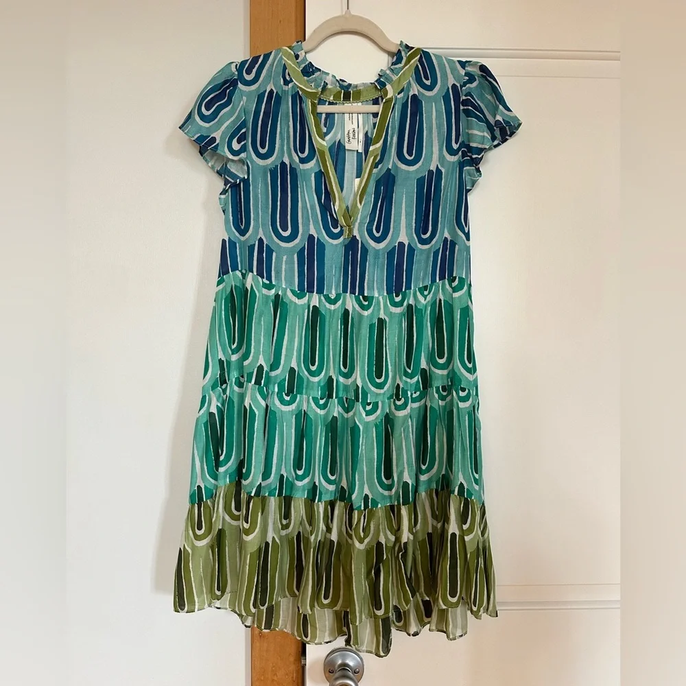 Anthropologie Blue and Green Mini Dress - Picture 7 of 7